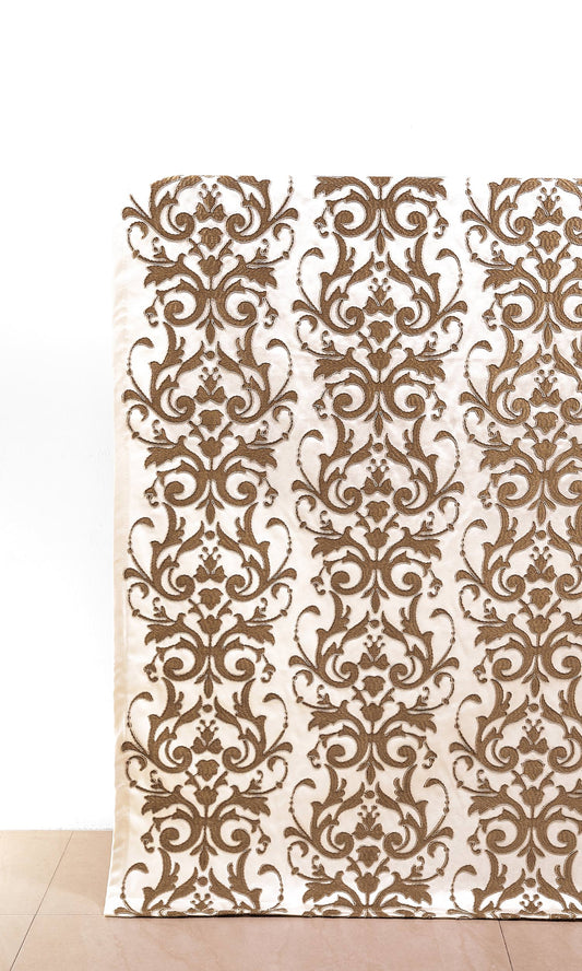 Custom Window Home Décor Fabric Sample (White/ Brown)