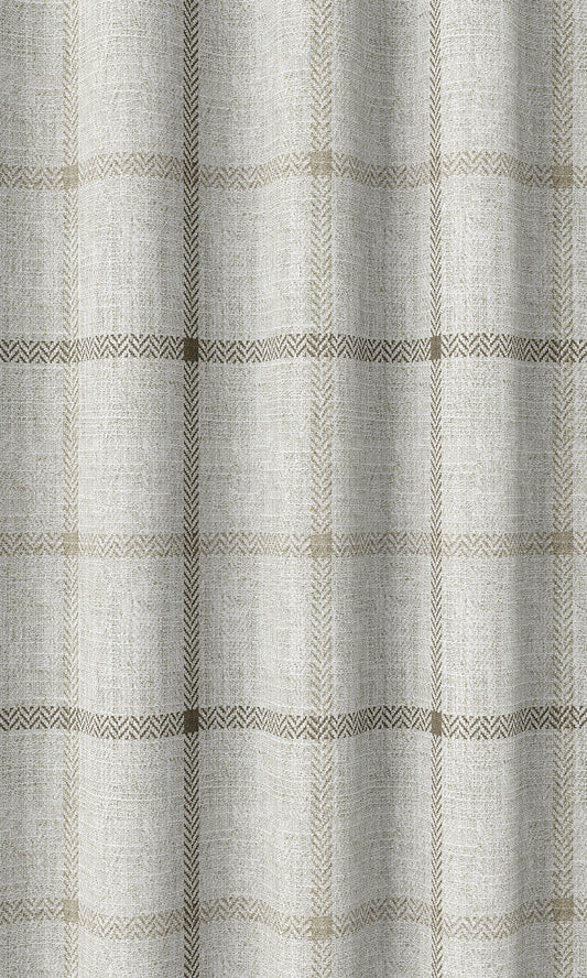 Modern Check Patterned Home Décor Fabric Sample (Ivory/ Sand Beige)