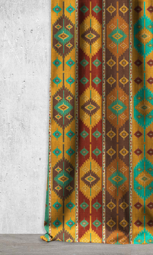 Custom Kilim Home Décor Fabric Sample (Blue/ Red/ Yellow)