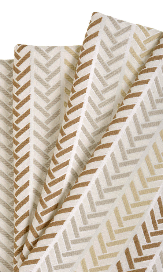 Herringbone Print Curtains (Beige/ Brown/ White)