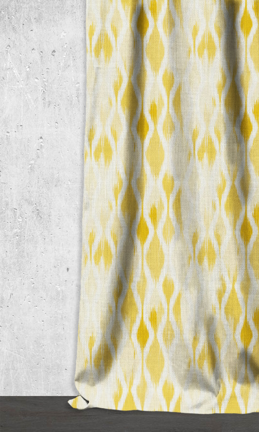 Ikat-Style Curtains (White/ Yellow)