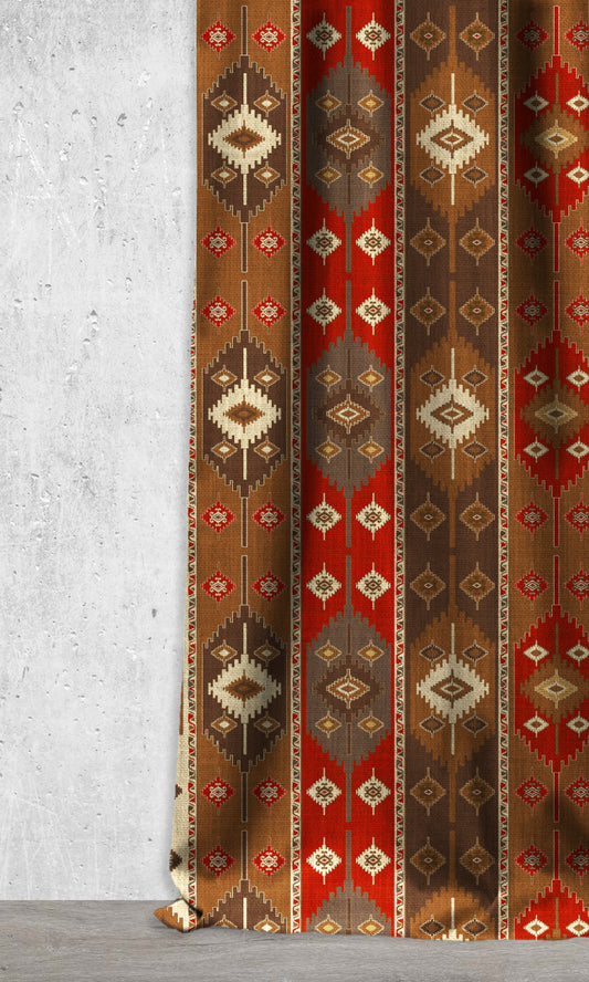 Made-to-Order Kilim Home Décor Fabric By the Metre (Red/ Brown)