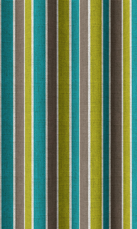 Custom Striped Window Drapes (Blue/ Green)