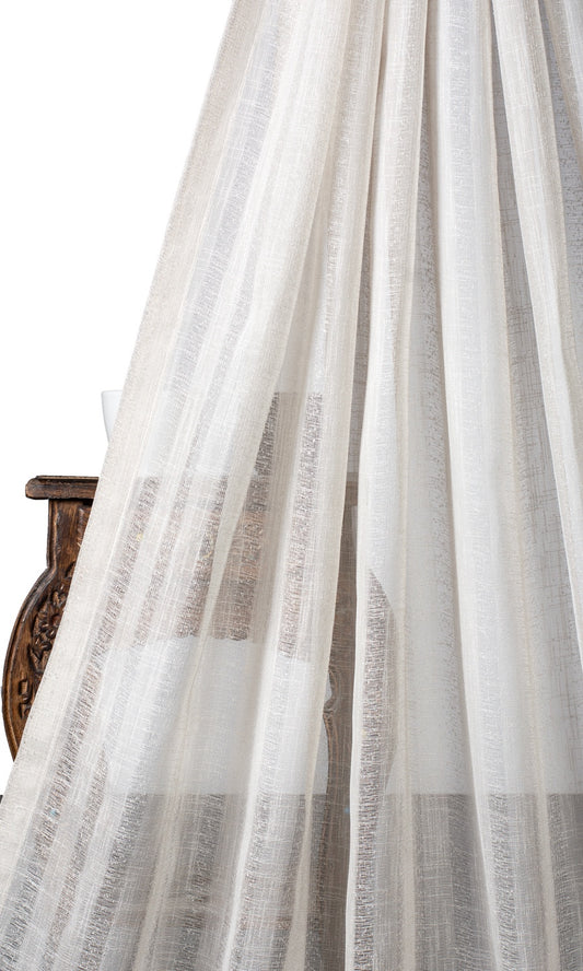 Striped Sheer Curtain Panels (White/ Cream)