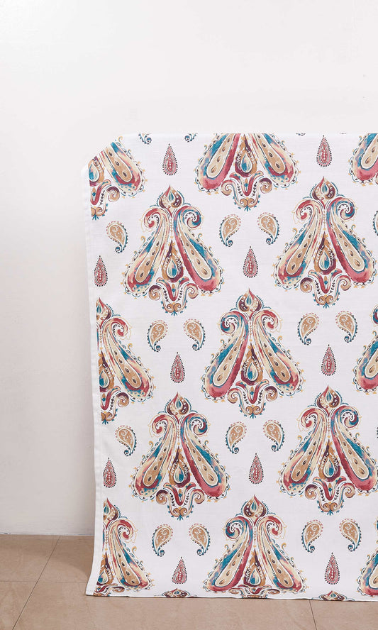 Paisley Print Curtains (Burgundy/ Beige/ Teal)