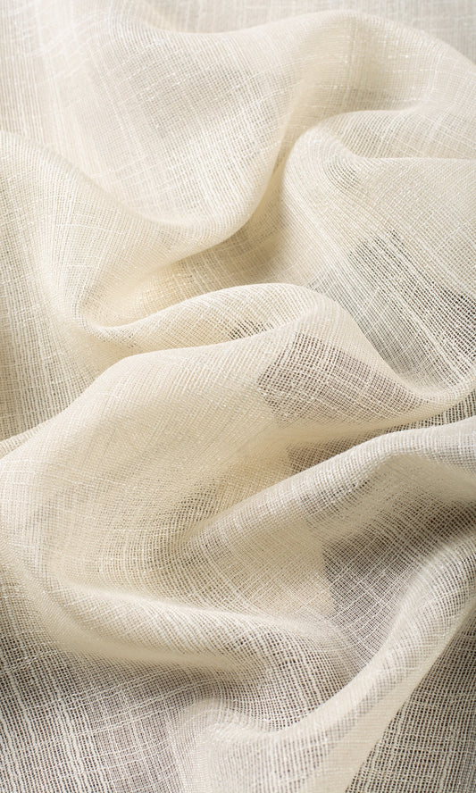 Textured Stripe Sheer Curtains (Almond Cream)