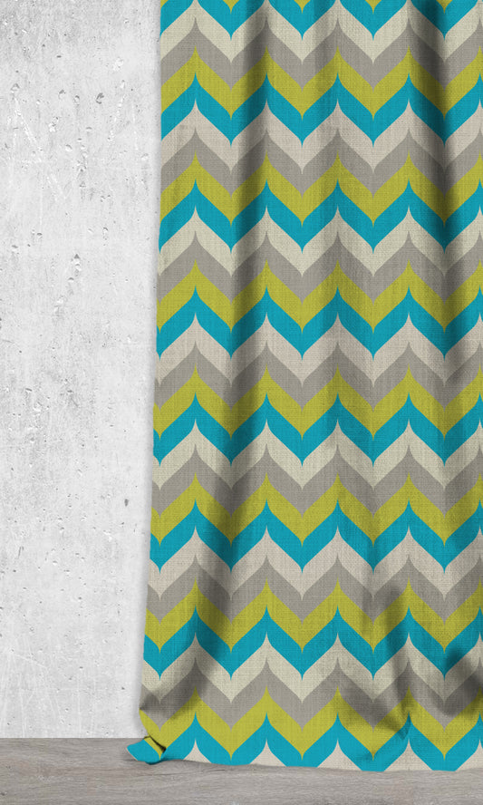 Bespoke Printed Home Décor Fabric Sample (Blue/ Green/ Grey)