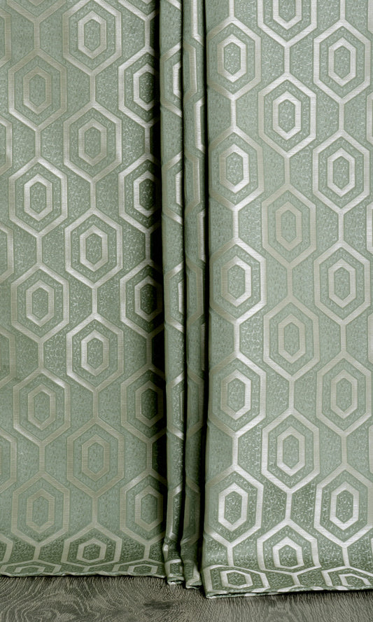 Honeycomb Patterned  Drapery (Sage Green)