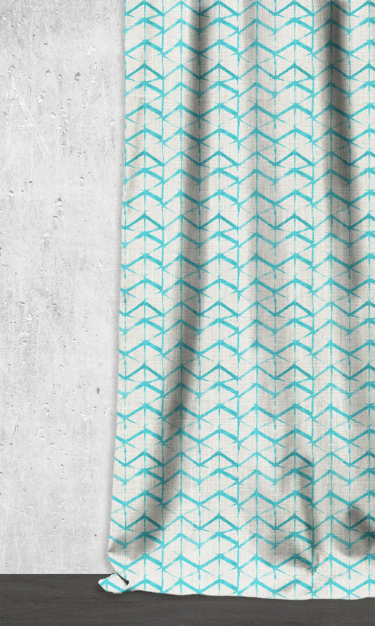 Made-to-Order Home Décor Fabric Sample (Eggshell White/ Blue)