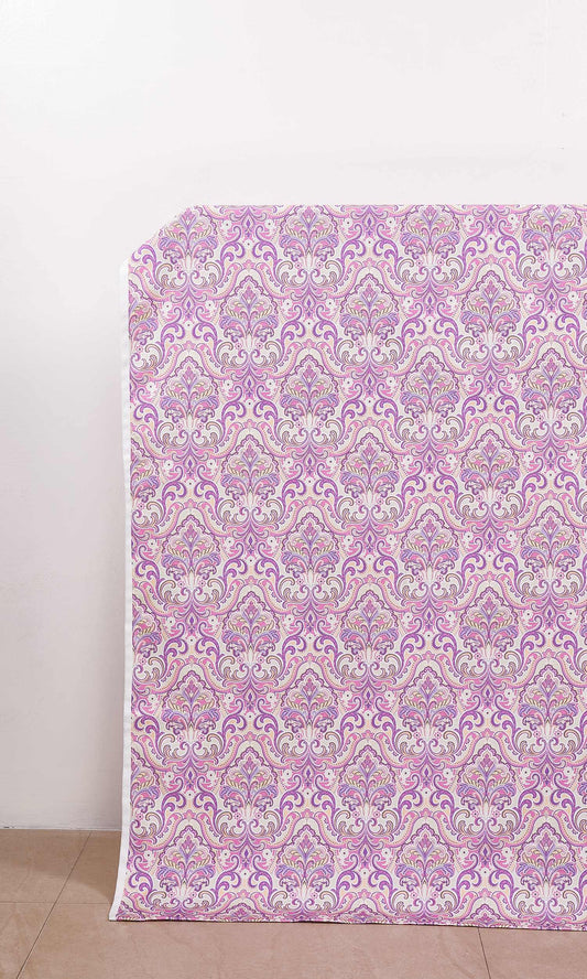 Fleur De Lis Print Drapes (Pink/ Purple)