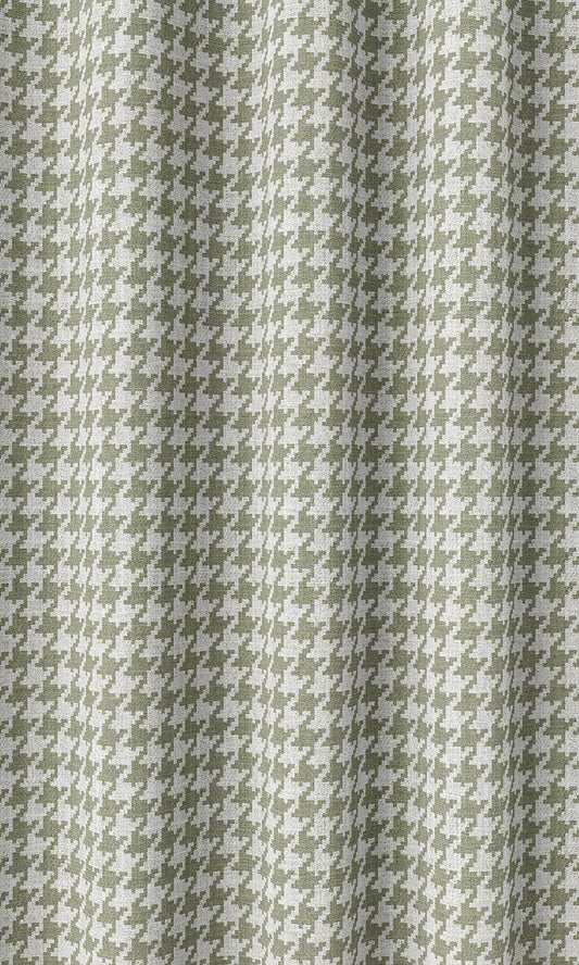 Houndstooth Patterned Custom Curtains (Green/ White)