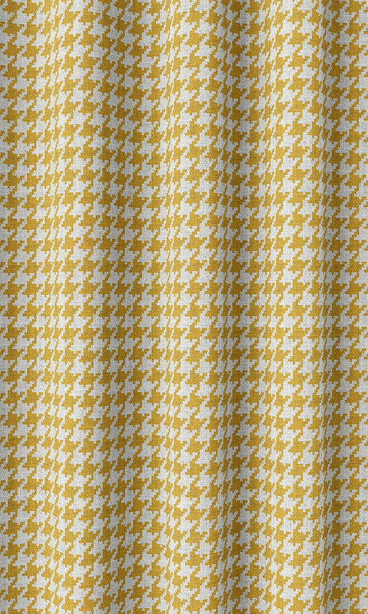 Houndstooth Print Curtains (Deep Yellow/ White)