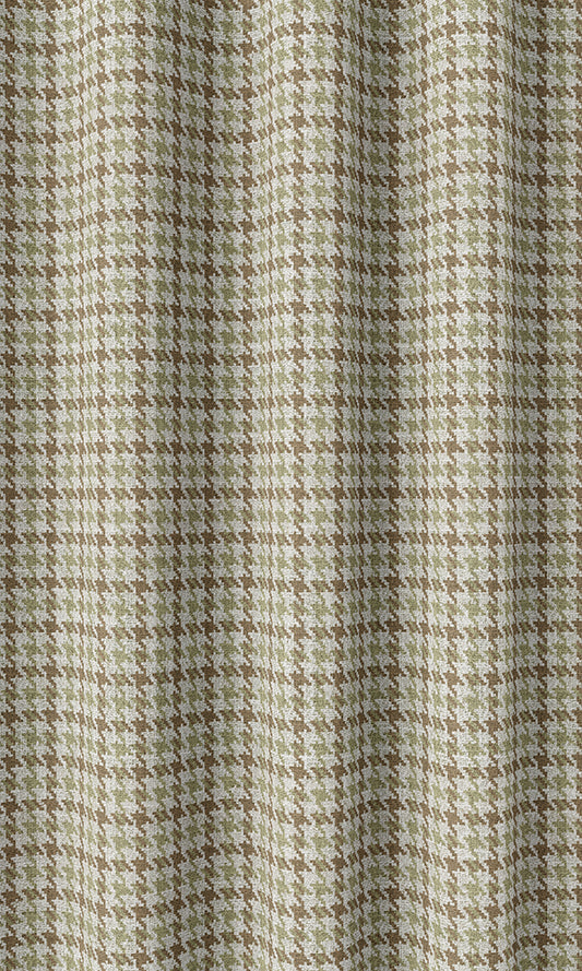 Houndstooth Patterned Drapes (Brown & Green)