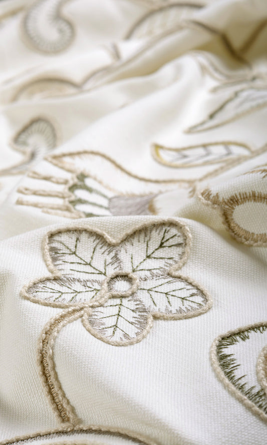 Embroidered Curtains (Beige/ Gray/ Green/ White)