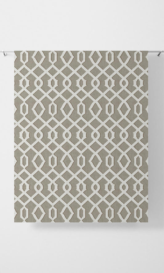 Trellis Patterned Window Drapes (Grey & White)