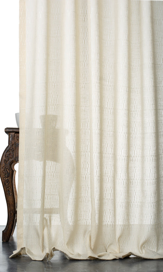 Textured Sheer Curtain Panels (Ivory-Beige)