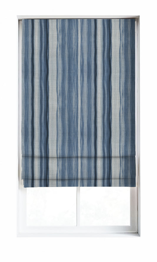 Modern Striped Window Drapes (Cobalt/ Denim Blue)