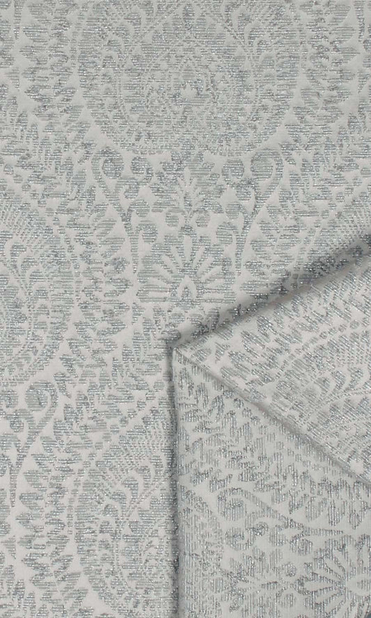 Textured Floral Window Drapes (Silver Grey)