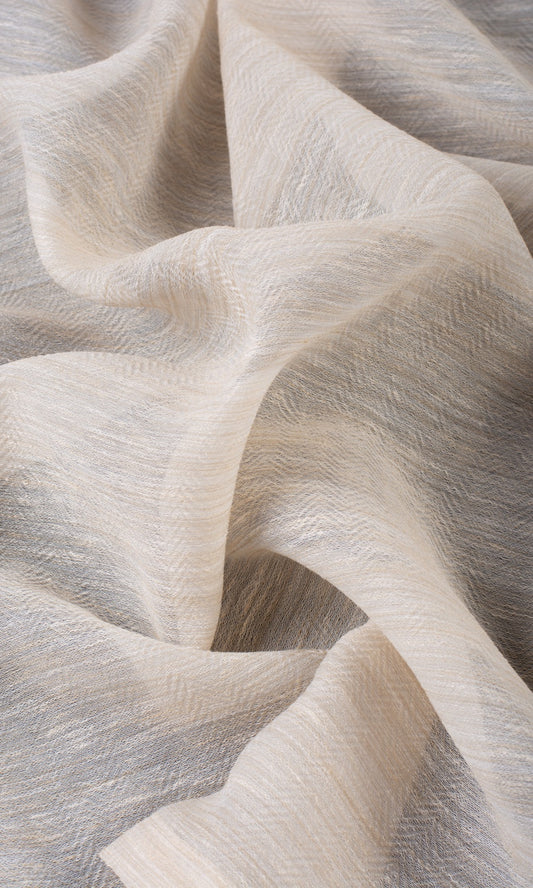 Textured Sheer Home Décor Fabric Sample (Pale Beige/ Warm Ivory)