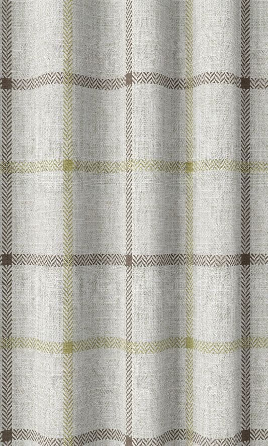 Check Patterned Window Drapes (White/ Green)