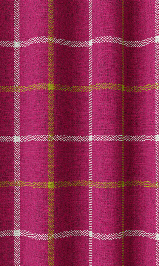 Check Patterned Home Décor Fabric By the Metre (Magenta Pink)