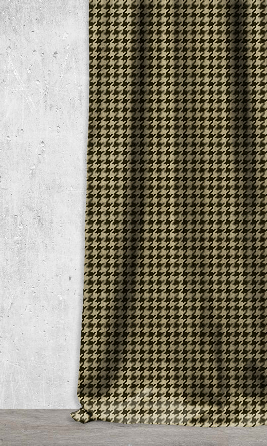 Geometrical Pattern Curtains (Black/ Khaki Brown)