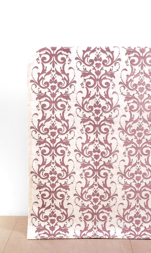 Damask Drapes (Mauve Pink/ White)