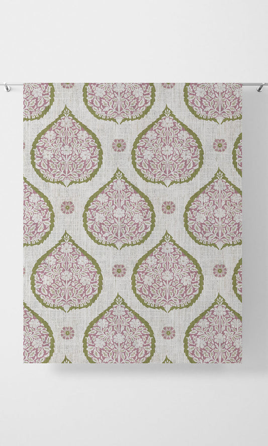 Paisley Curtain Panels (Pink/ Green)