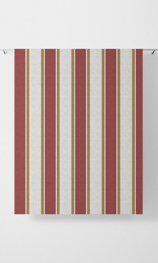 Contemporary Striped Drapery (White & Red)