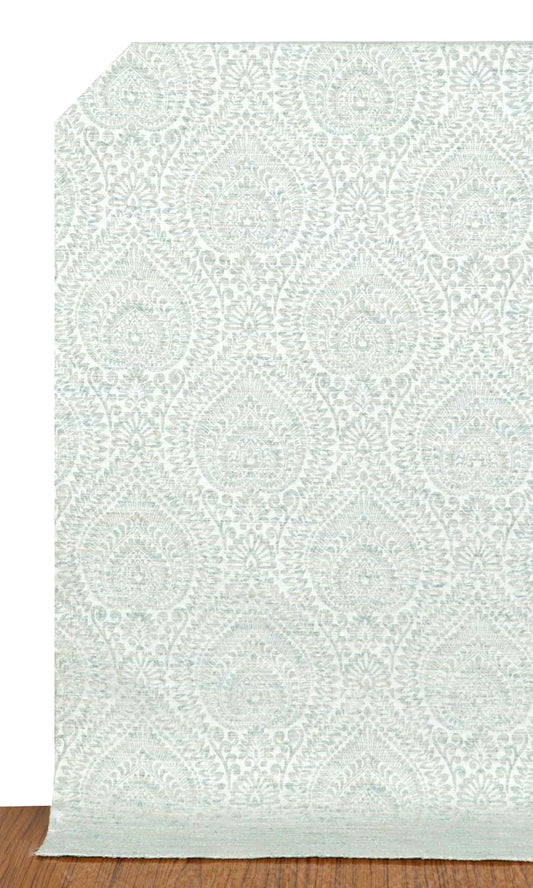 Textured Floral Curtains (Pale Grey/ Mint)