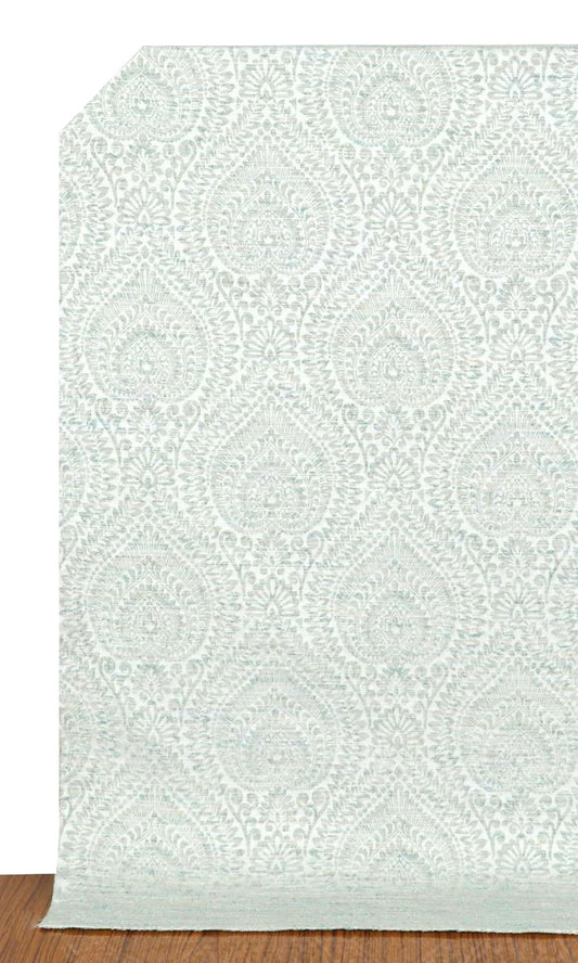 Textured Floral Drapes (Pale Grey/ Mint)