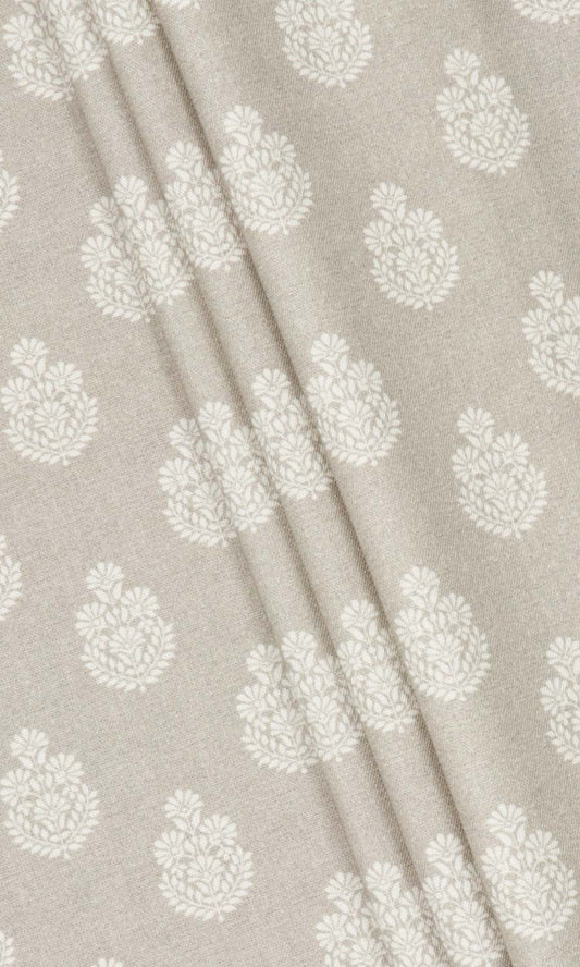 Floral Cotton Curtain Panels (Pale Beige)