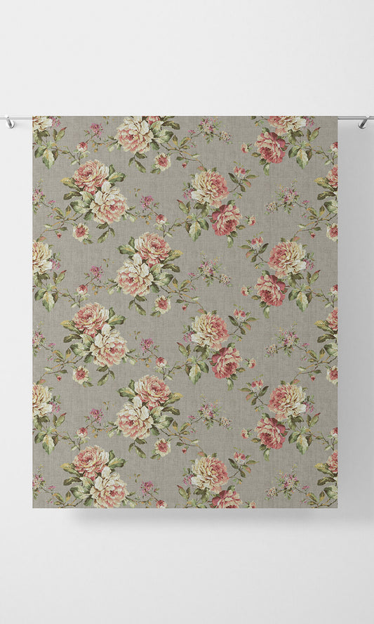 Country Floral Curtains (Grey/ Pink)