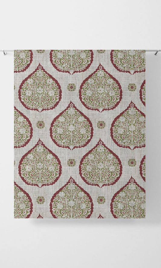 Paisley Curtain Panels (Red/ Green)