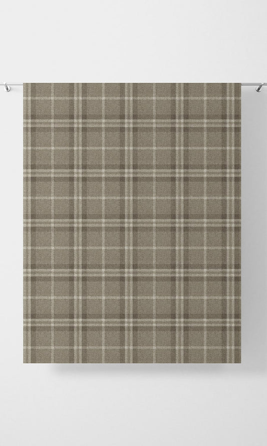 Plaid Patterned Drapes (Beige & Brown)