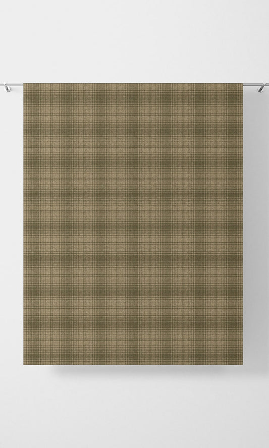 Plaid Print Home Décor Fabric Sample (Olive Green & Beige)