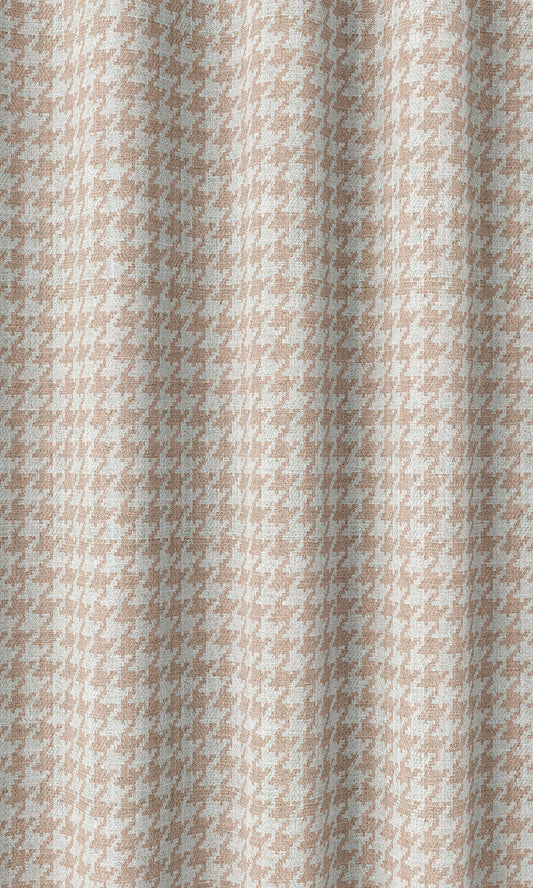 Houndstooth Print Curtains (Blush Pink/ White)