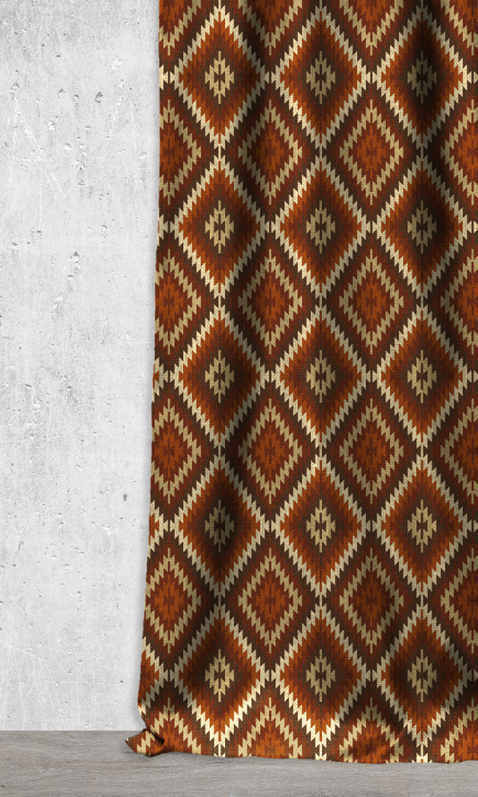 Custom Kilim Drapery/ Curtains (Red/ Orange/ Brown)