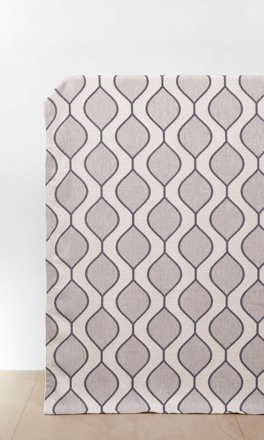 Made-to-Measure Home Décor Fabric Sample (White/ Navy Blue/ Gray)