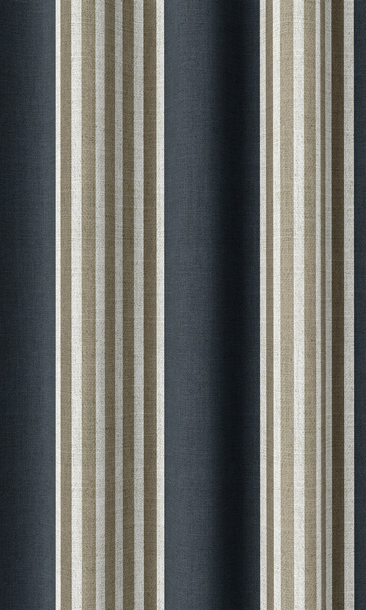 Modern Striped Curtains (Navy Blue/ Brown)