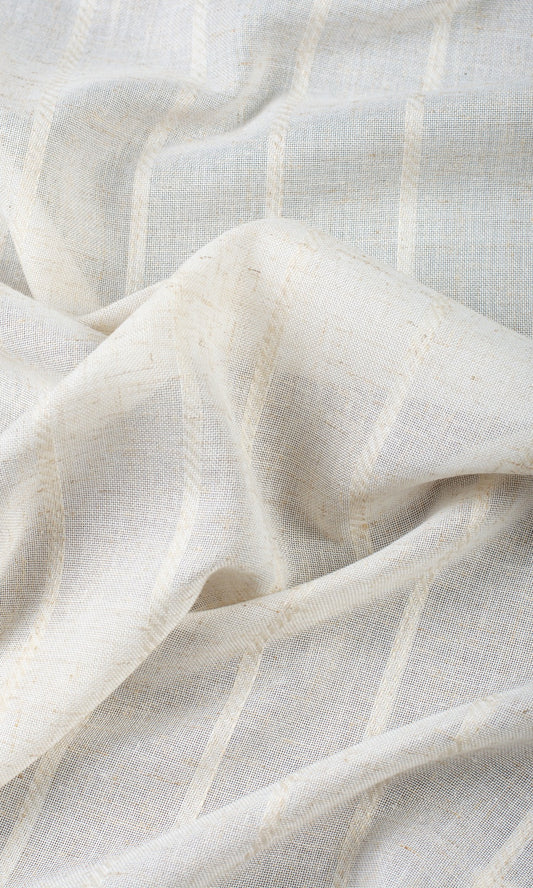 Striped Sheer Linen Blend Home Décor Fabric By the Metre (Cream/ Ivory)