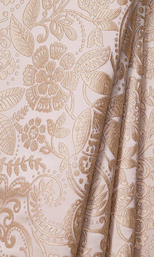 Floral Self-Patterned Drapes (Two Tone Cream)