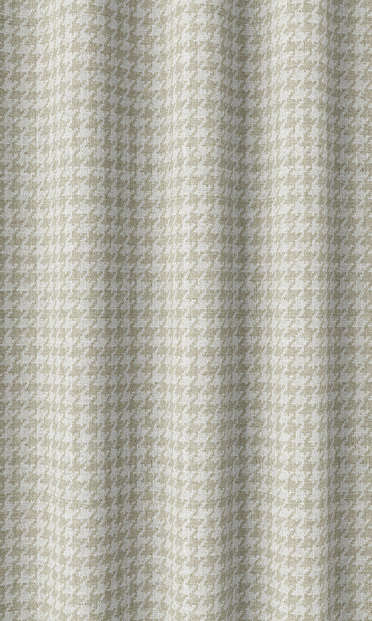 Houndstooth Print Curtain Panels (Beige/ White)