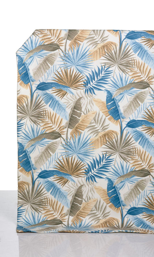 Botanical Floral Home Décor Fabric By the Metre (Blue/ Brown)