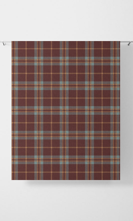 Checkered Home Décor Fabric By the Metre (Wine Red/ Orange/ Blue)