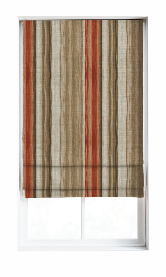 Watercolor Effect Striped Custom Drapes (Red/ Brown)