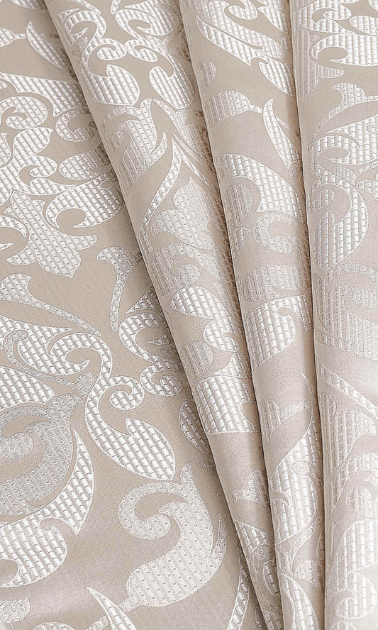 Self Patterned Custom Home Décor Fabric Sample (Pale Beige/ Cream)