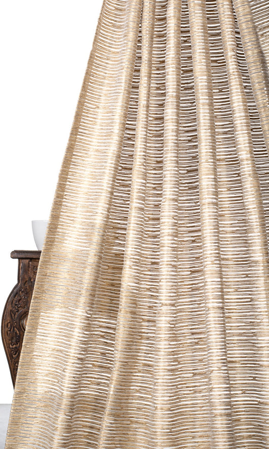 Striped Sheer Home Décor Fabric By the Metre (Peanut Brown)