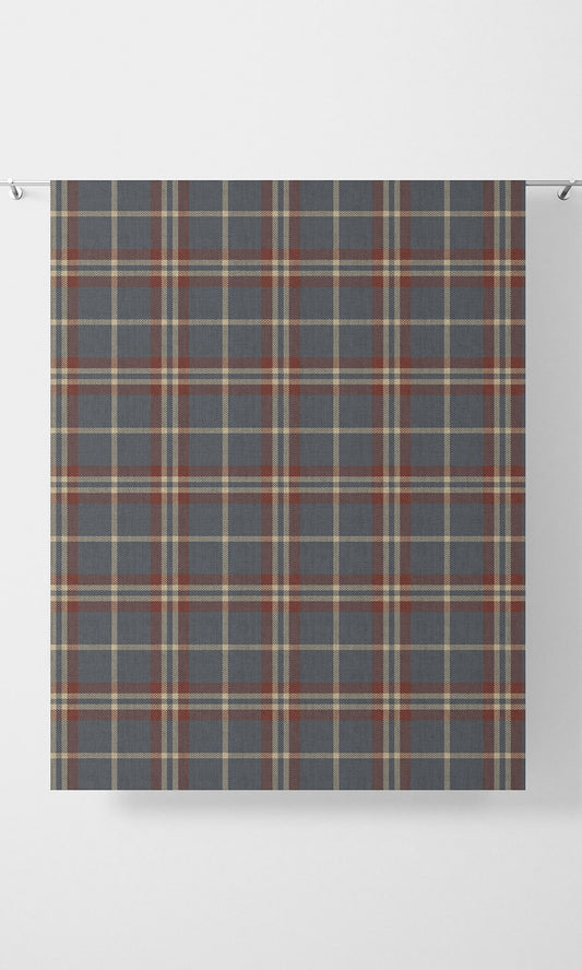 Checkered Drapery (Grey/ Red/ Beige)