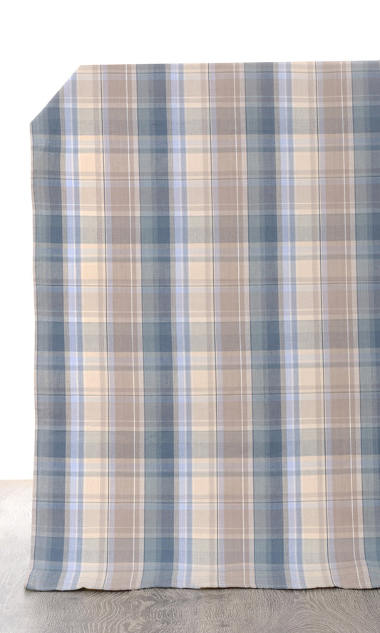 Made to Measure Cotton Drapes (Blue/ Brown)